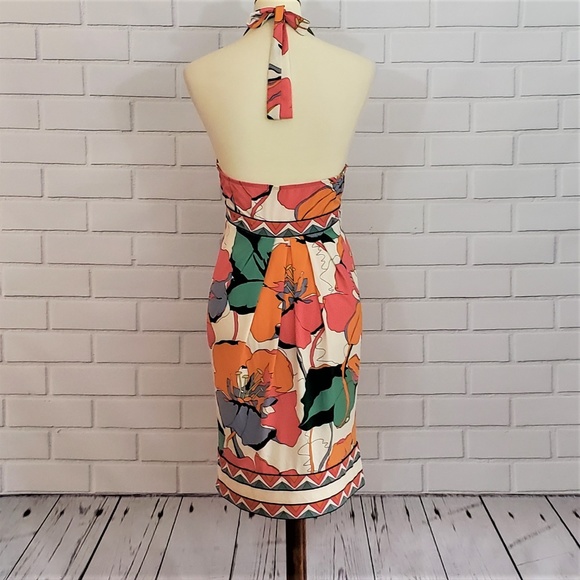 BCBGMAXAZRIA Floral Halter Dress Large - Picture 2 of 5